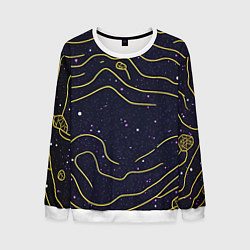 Свитшот мужской Абстракция золотых линий текстура, цвет: 3D-белый