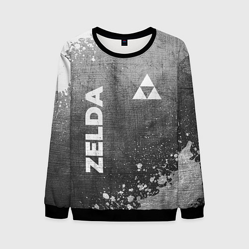 Мужской свитшот Zelda - grey gradient вертикально / 3D-Черный – фото 1
