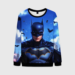 Свитшот мужской Бэтмен синее небо, цвет: 3D-черный