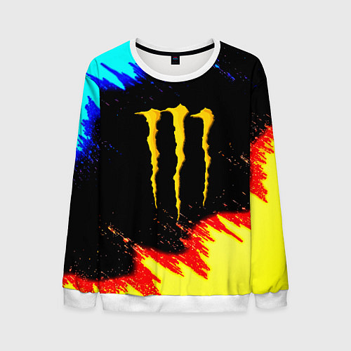 Мужской свитшот Monster energy огненные краски / 3D-Белый – фото 1