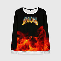 Свитшот мужской Doom огненная текстура, цвет: 3D-белый
