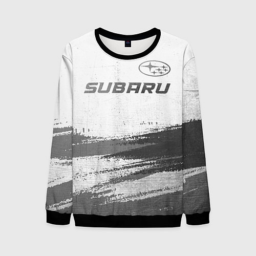 Мужской свитшот Subaru - white gradient посередине / 3D-Черный – фото 1