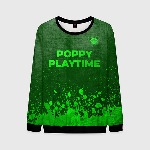 Мужской свитшот Poppy Playtime - green gradient посередине / 3D-Черный – фото 1