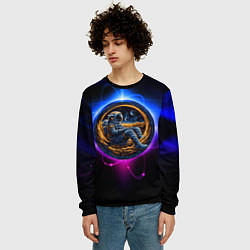 Свитшот мужской Космонавт в луне, цвет: 3D-черный — фото 2