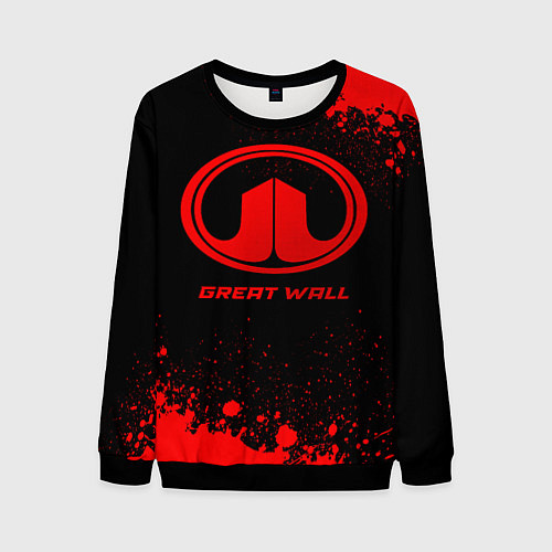 Мужской свитшот Great Wall - red gradient / 3D-Черный – фото 1