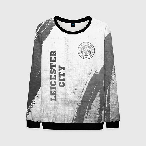 Мужской свитшот Leicester City - white gradient вертикально / 3D-Черный – фото 1