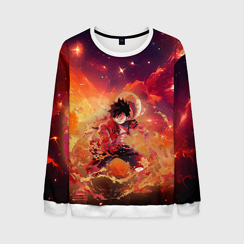 Мужской свитшот Fire Luffy - One Piece / 3D-Белый – фото 1