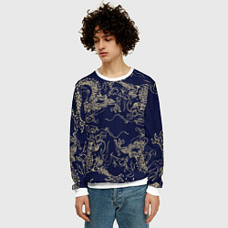 Свитшот мужской Золотые драконы на синем, цвет: 3D-белый — фото 2