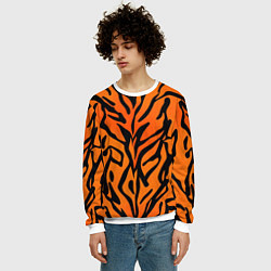 Свитшот мужской Тигровый огненный паттерн, цвет: 3D-белый — фото 2
