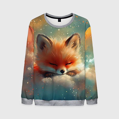 Мужской свитшот Лисенок спит на облаке / 3D-Меланж – фото 1