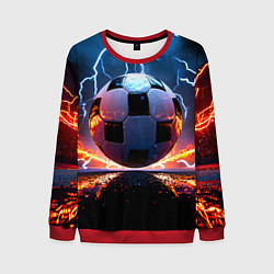 Свитшот мужской Футбольный мяч в молниях, цвет: 3D-красный
