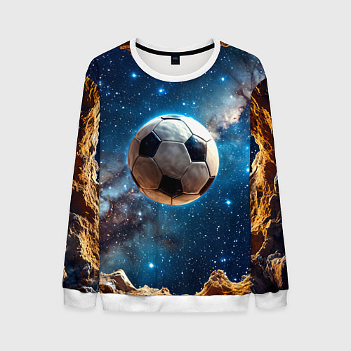 Мужской свитшот Футбольный мяч в космосе / 3D-Белый – фото 1