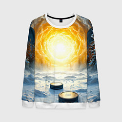 Свитшот мужской Шайбы в лесу, цвет: 3D-белый