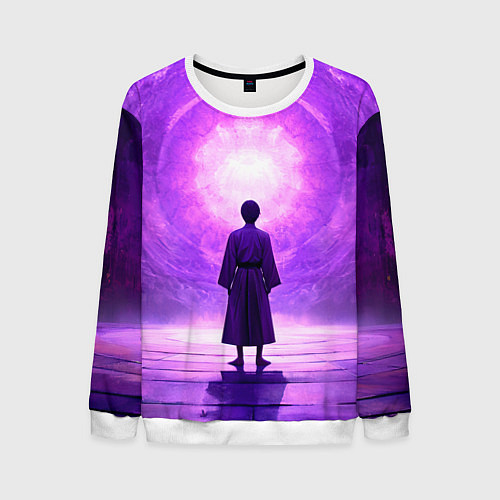 Мужской свитшот Айкидоист на фиолетовом / 3D-Белый – фото 1