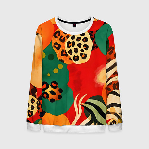 Мужской свитшот Анималистичный африканский паттерн / 3D-Белый – фото 1