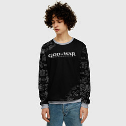 Свитшот мужской Бог войны японские символы, цвет: 3D-меланж — фото 2