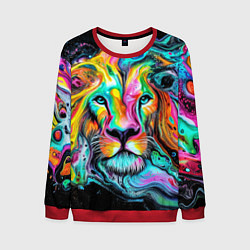 Мужской свитшот Абстрактная морда льва - яркие психоделические цве