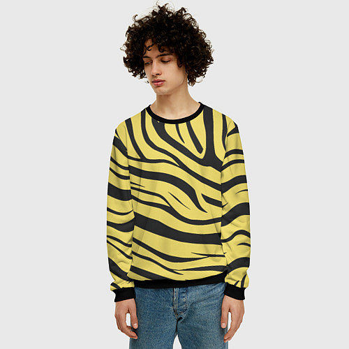 Мужской свитшот Светлый тигровый паттерн / 3D-Черный – фото 3
