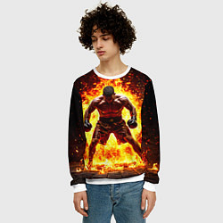 Свитшот мужской Боксер в огне, цвет: 3D-белый — фото 2