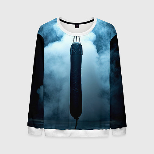Мужской свитшот Боксерская груша в дыму / 3D-Белый – фото 1