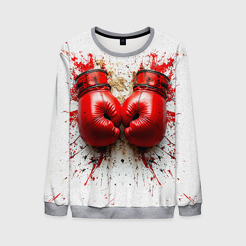 Мужской свитшот Красные бойцовские перчатки на белом / 3D-Меланж – фото 1