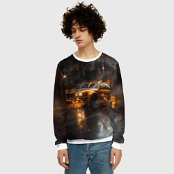 Свитшот мужской Желтый БМВ в огне, цвет: 3D-белый — фото 2