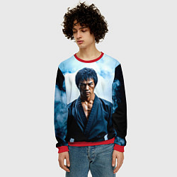Свитшот мужской Брюс Ли в дыму, цвет: 3D-красный — фото 2
