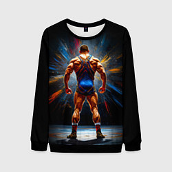 Свитшот мужской Греко-римский борец на черном, цвет: 3D-черный