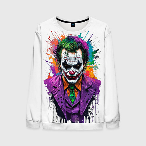Мужской свитшот Джокер с галстуком / 3D-Белый – фото 1