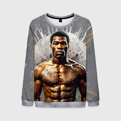 Мужской свитшот Мухаммед Али на сером / 3D-Меланж – фото 1