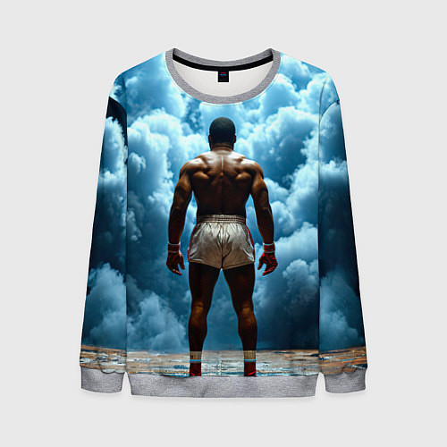 Мужской свитшот Мухаммед Али в синем дыму / 3D-Меланж – фото 1