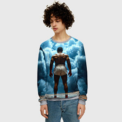 Свитшот мужской Мухаммед Али в синем дыму, цвет: 3D-меланж — фото 2