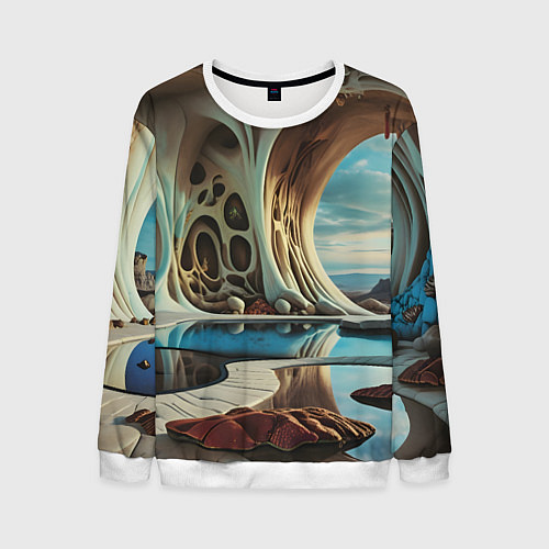 Мужской свитшот Современная пещера / 3D-Белый – фото 1