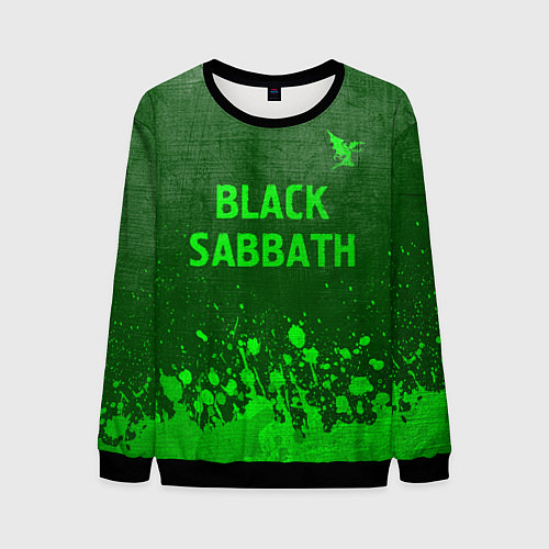 Мужской свитшот Black Sabbath - green gradient посередине / 3D-Черный – фото 1