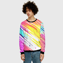 Свитшот мужской Брызги краски на белом фоне, цвет: 3D-черный — фото 2