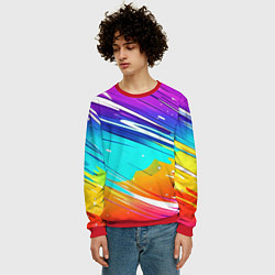 Свитшот мужской Радужные брызги краски текстура, цвет: 3D-красный — фото 2