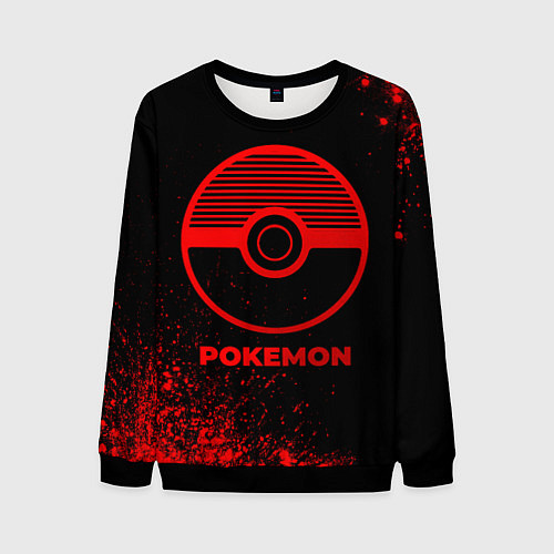 Мужской свитшот Pokemon - red gradient / 3D-Черный – фото 1