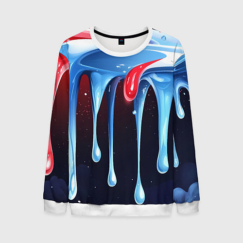 Мужской свитшот Синие и красные слизи текстура / 3D-Белый – фото 1