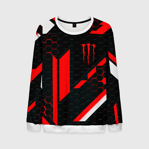 Мужской свитшот Monster energy sport geometry / 3D-Белый – фото 1