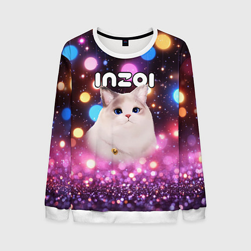 Мужской свитшот Inzoi кошечка и логотип / 3D-Белый – фото 1