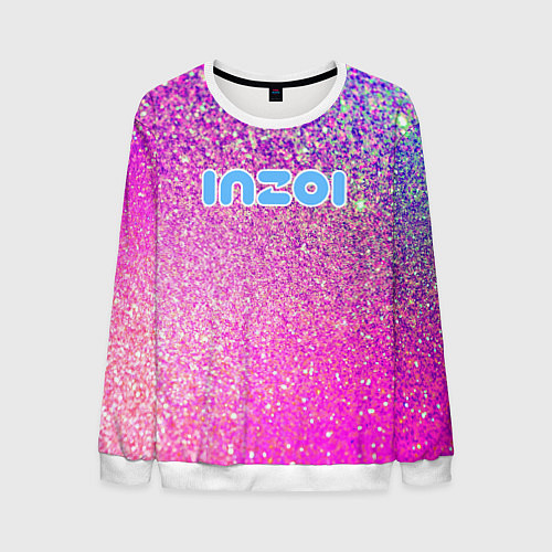Мужской свитшот Inzoi лого и розовые блестки / 3D-Белый – фото 1
