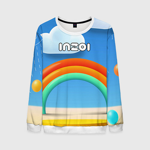 Мужской свитшот Inzoi объемная радуга и облака / 3D-Белый – фото 1