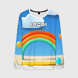 Свитшот мужской Inzoi объемная радуга и облака, цвет: 3D-белый