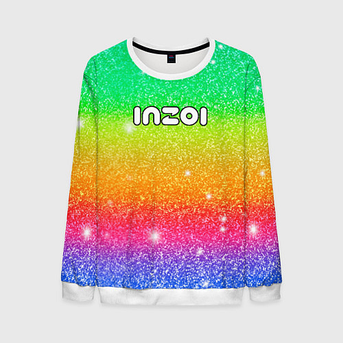 Мужской свитшот Inzoi блестящий радужный фон / 3D-Белый – фото 1