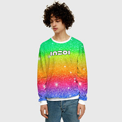 Свитшот мужской Inzoi блестящий радужный фон, цвет: 3D-белый — фото 2