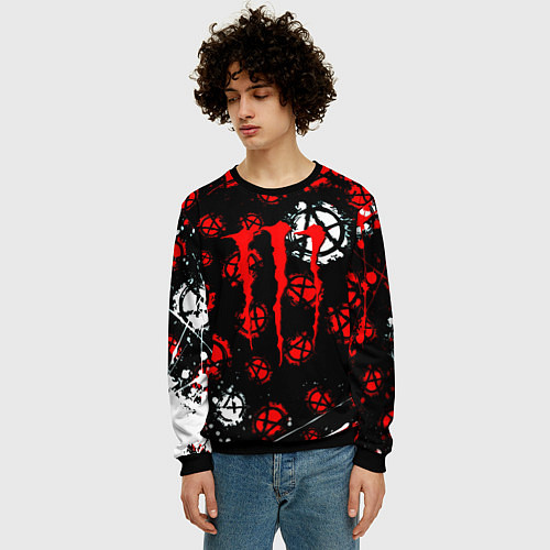 Мужской свитшот Monster energy anarhy / 3D-Черный – фото 3