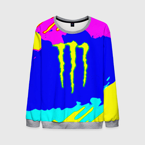 Мужской свитшот Monster energy краски цветные / 3D-Меланж – фото 1