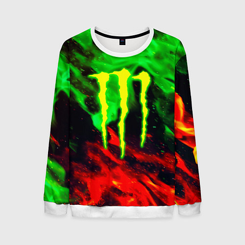 Мужской свитшот Monster energy огонь лого / 3D-Белый – фото 1
