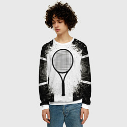 Свитшот мужской Теннисная ракетка в черно-белом, цвет: 3D-белый — фото 2