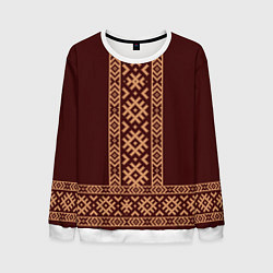 Мужской свитшот Золотой узор на бордовом - вышиванка рубаха
